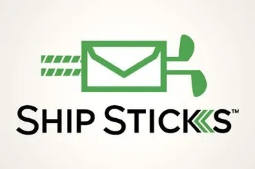Golf sticks in a mailer logo of Ship Sticks