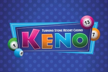 Turning Stone Resort Casino Keno icon, blue, with keno ball numbers in background