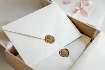 Wedding Invitations with gold seal